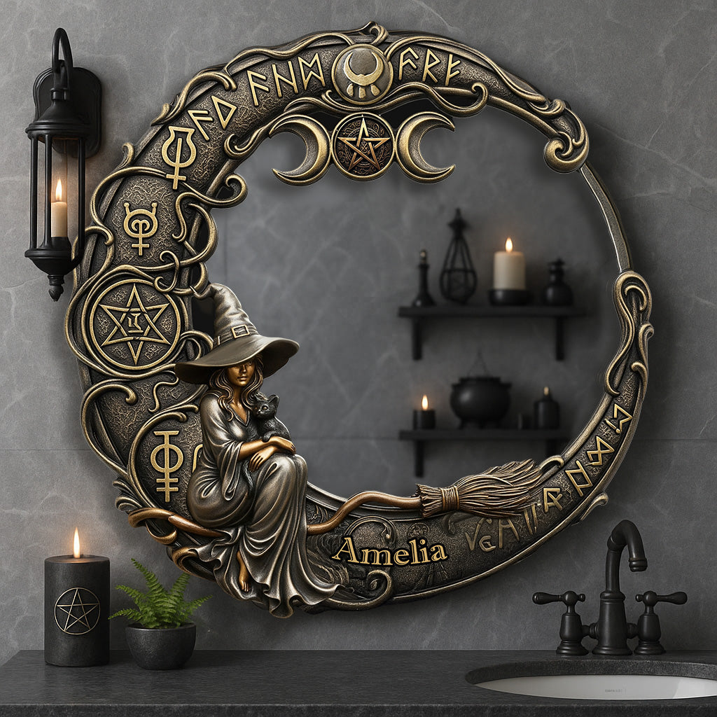 Witch Custom Shaped Mirror - Personalized Gifts For Witch Lover Mirror MagicInPrints