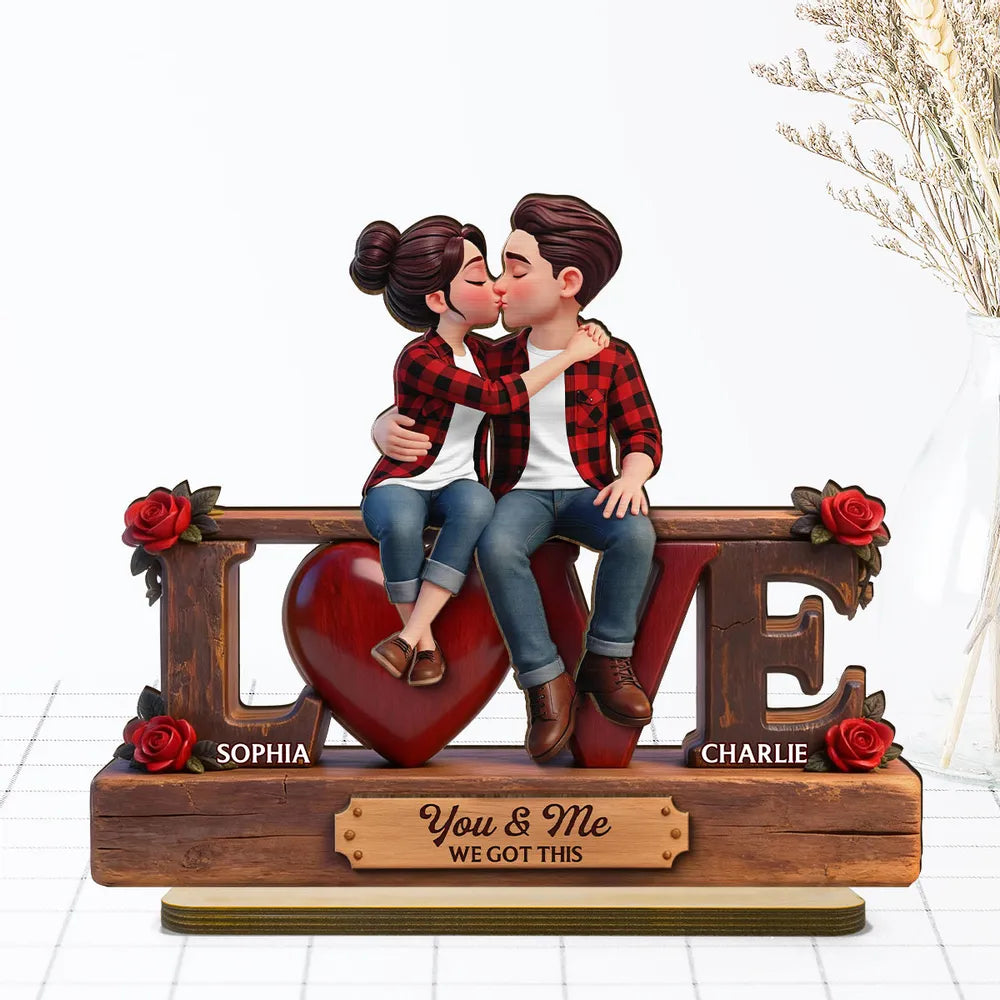 Personalized Couple Figurine Love Sculpture for Romantic Gift - Anniversary or Valentine's Day Plaque MagicInPrints