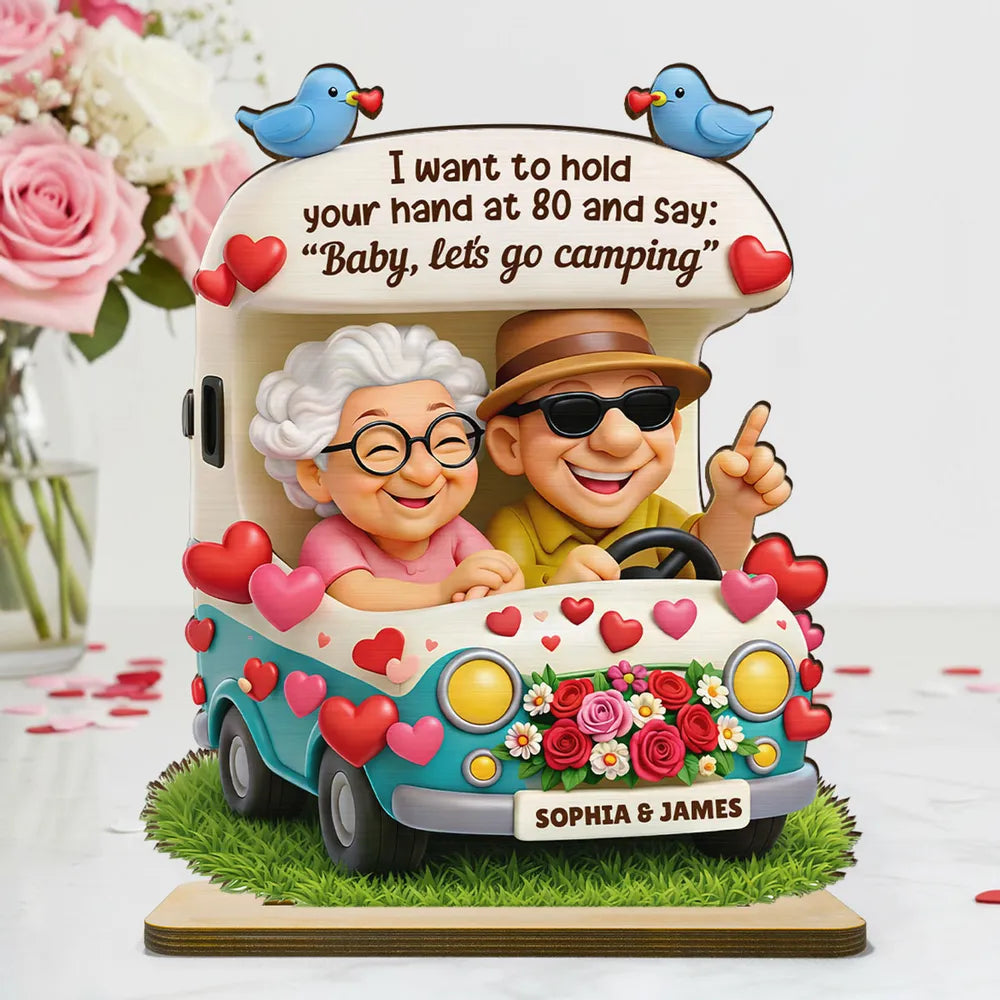 Personalized Elderly Couple Car Figurine for Seniors - Romantic Anniversary Gift Plaque MagicInPrints