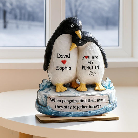 Personalized Penguin Couple Figurine for Couples - Romantic Gift Plaque MagicInPrints