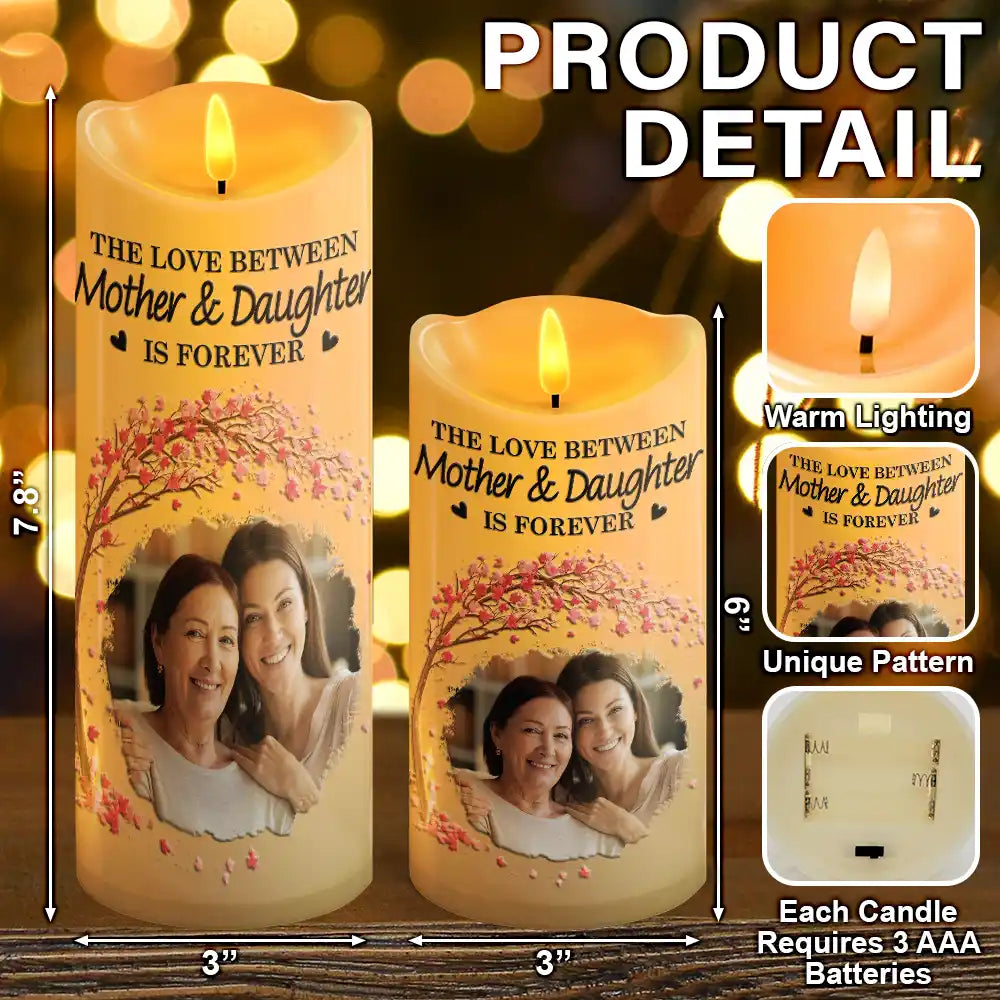 Customizable LED Candle for Mother & Daughter - Sentimental Gift Lamp MagicInPrints