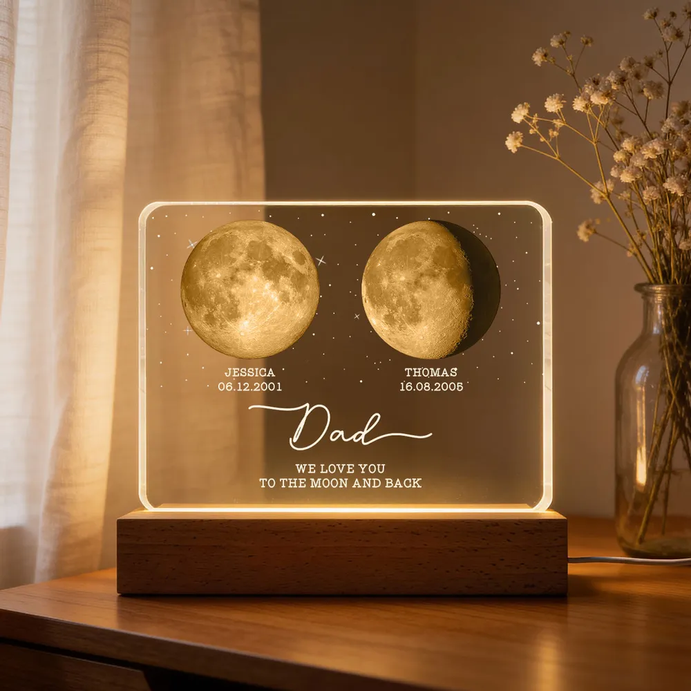 Personalized Moon Phase LED Lamp for Mom - Sentimental Gift Plaque MagicInPrints