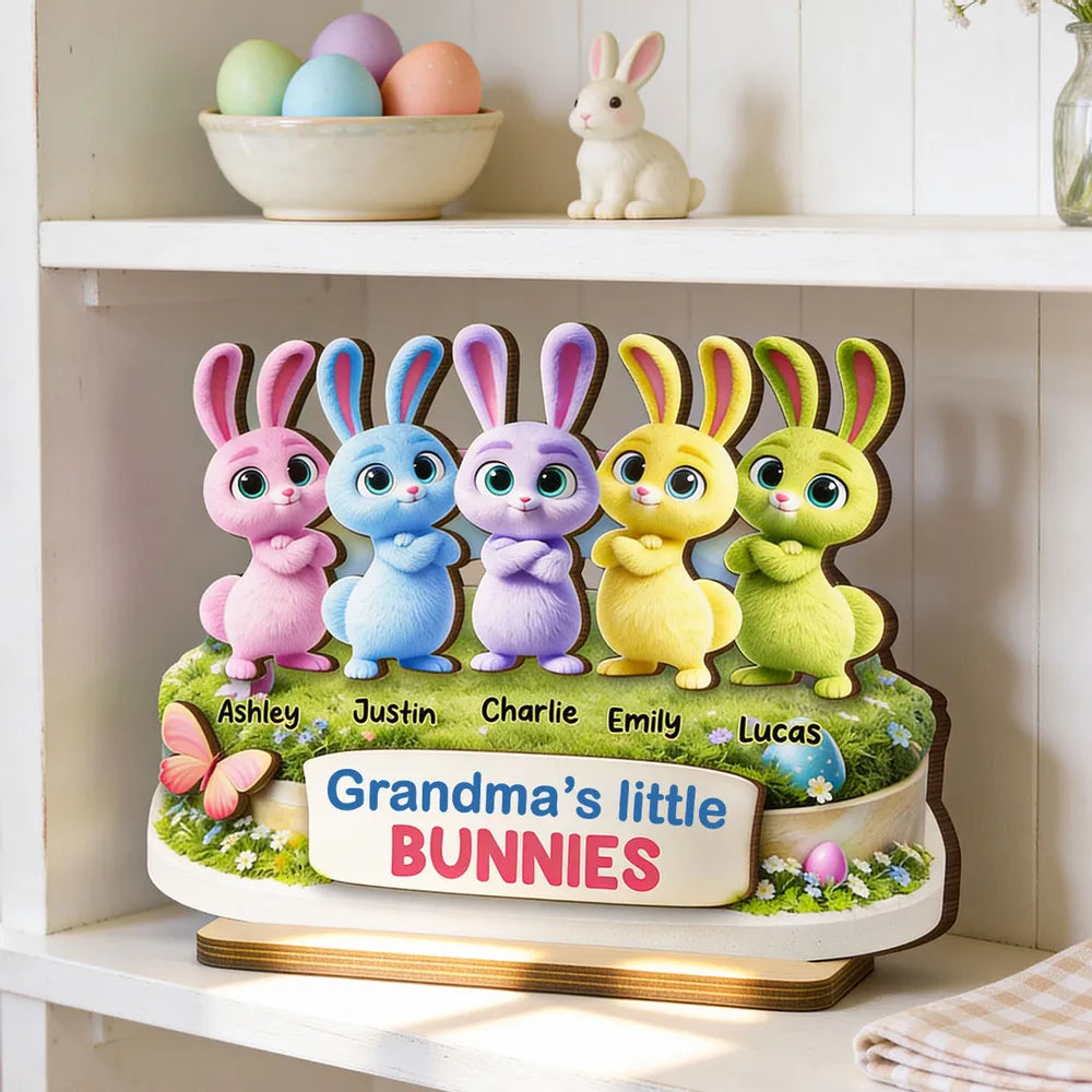 Personalized Bunny Family Figurine for Grandma - Easter Gift Plaque MagicInPrints