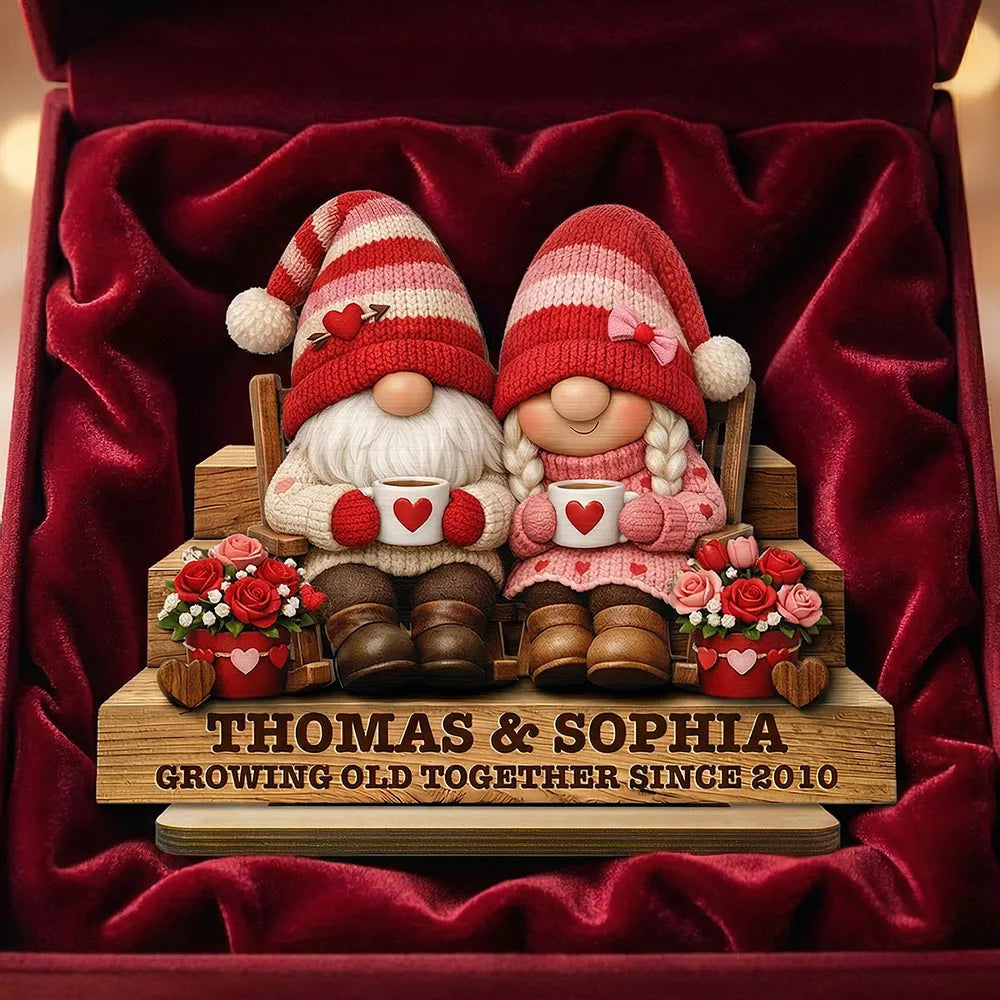 Personalized Gnome Couple Figurine for Couples - Anniversary Gift Plaque MagicInPrints