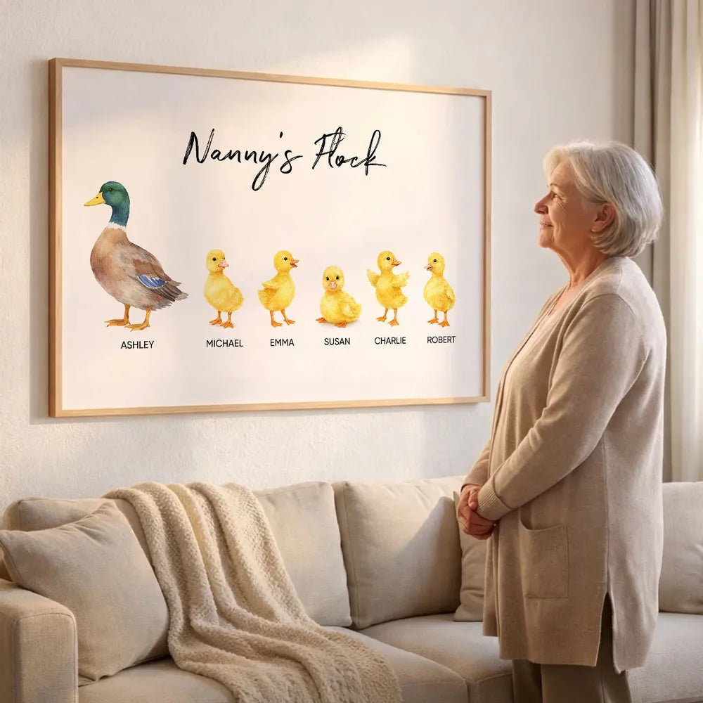 Personalized Family Duck Print for Grandma - Custom Names Wall Art Poster or Canvas MagicInPrints