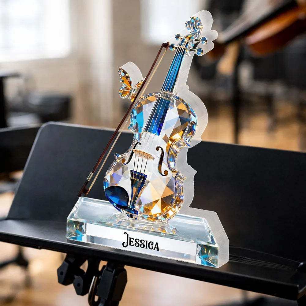 Personalized Crystal Violin Ornament for Music Lovers - Elegant Gift Decor Plaque MagicInPrints
