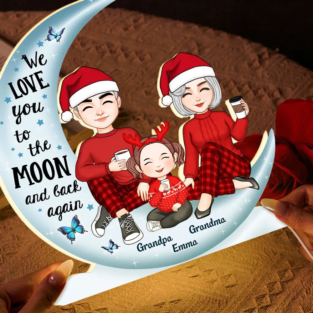 Personalized Christmas Family Moon Lamp for Grandparents - Holiday Gift Plaque MagicInPrints