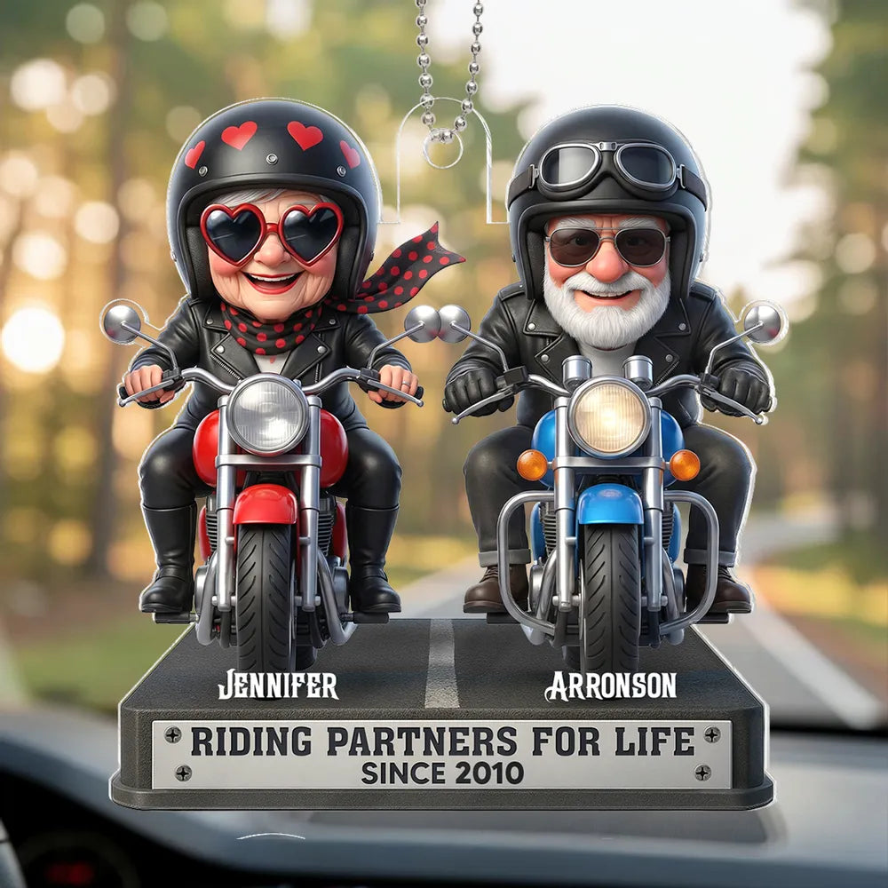Customized Motorcycle Couple Figurine for Bikers - Anniversary Gift Car Hanger MagicInPrints