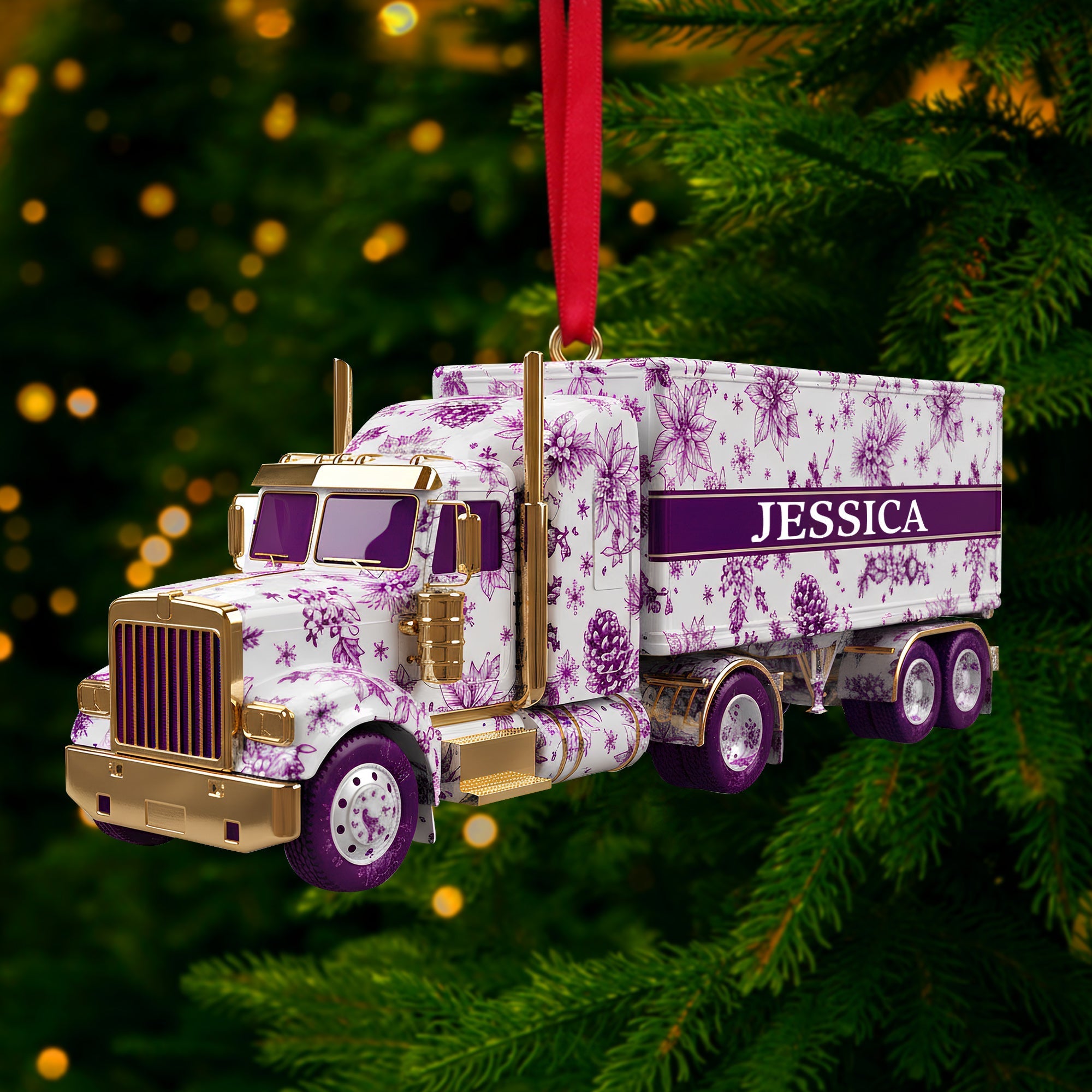 “Drive Your Dreams” - Elegant Semi Truck Ornament - Personalized Gifts for Truckers Ornament MagicInPrints