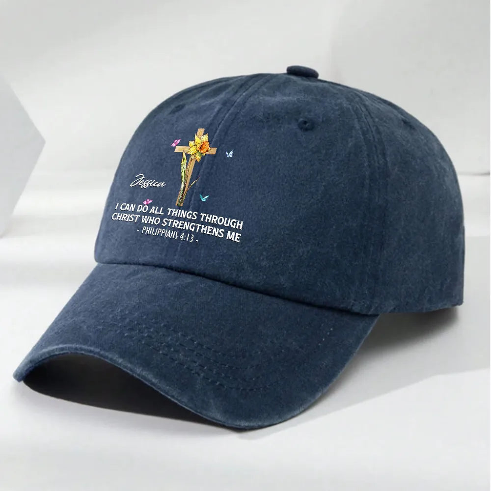 Personalized Christian Baseball Cap for Women - Philippians 4:13 Inspirational Gift Hat MagicInPrints
