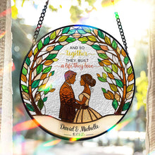 Load image into Gallery viewer, And So Together They Built A Life They Love - Personalized Newlywed Stained Glass Gift Ornament MagicInPrints
