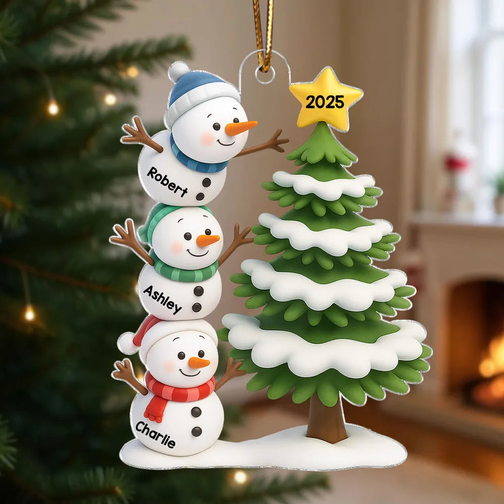 Personalized Snowman Family Christmas Ornament - Holiday Decoration 2025 Ornament MagicInPrints
