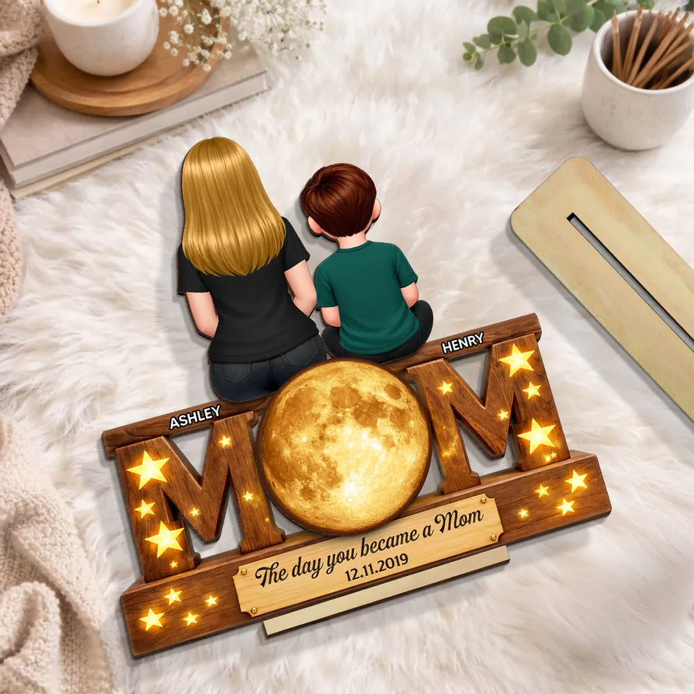 Personalized Mother-Daughter Wooden Plaque with Moon - Mother's Day Gift Plaque MagicInPrints