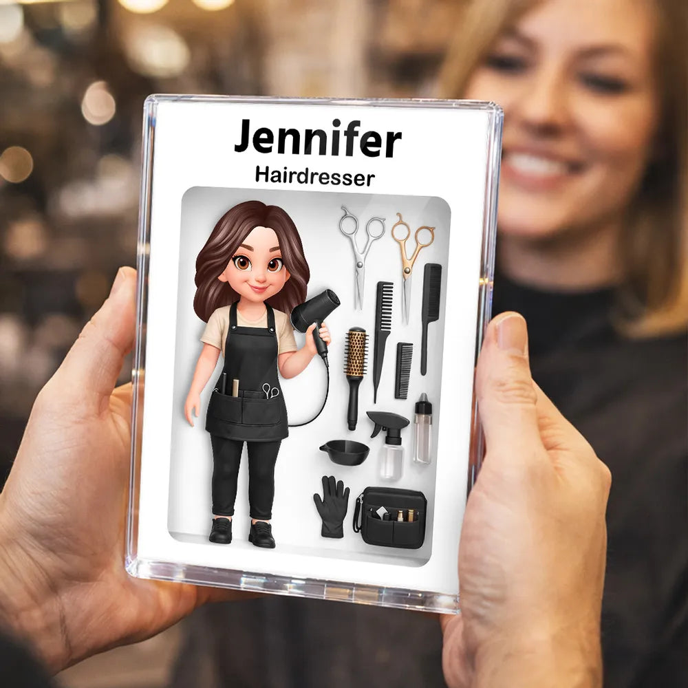 Custom Hairdresser Figurine with Tools for Salon Professionals - Personalized Gift Plaque MagicInPrints