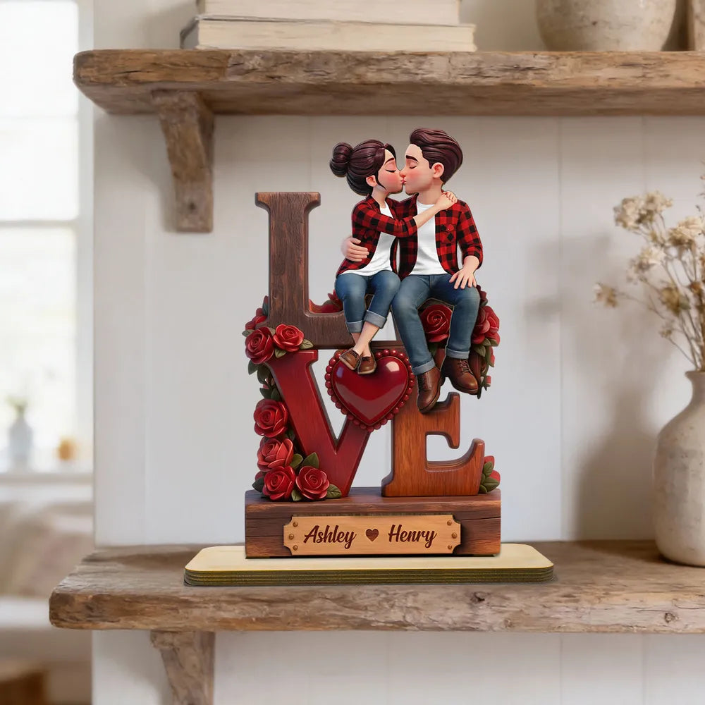 Personalized Couple Figurine Love Sculpture for Anniversary Gift - Romantic Home Decor Plaque MagicInPrints