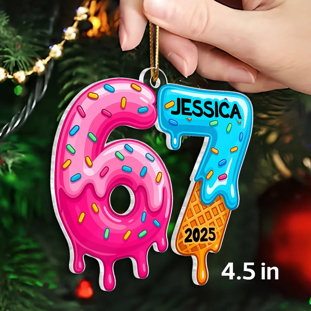 Custom Name Ice Cream Ornament for Kids - Christmas 2025 Decoration Ornament MagicInPrints