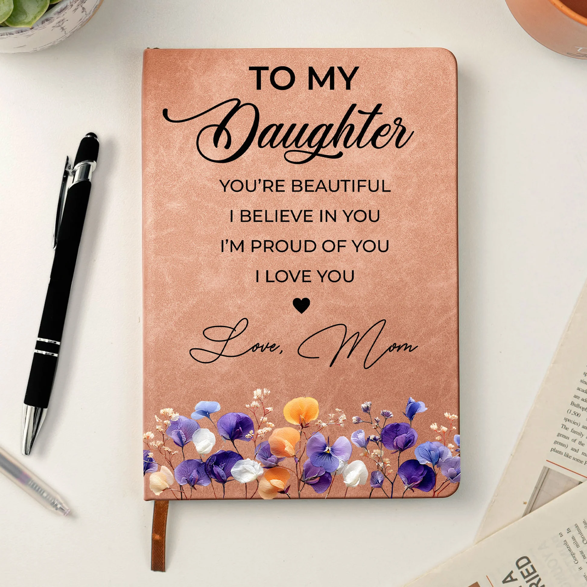 Personalized Floral Journal for Daughter, Niece, Granddaughter - Sentimental Gift Stationery MagicInPrints