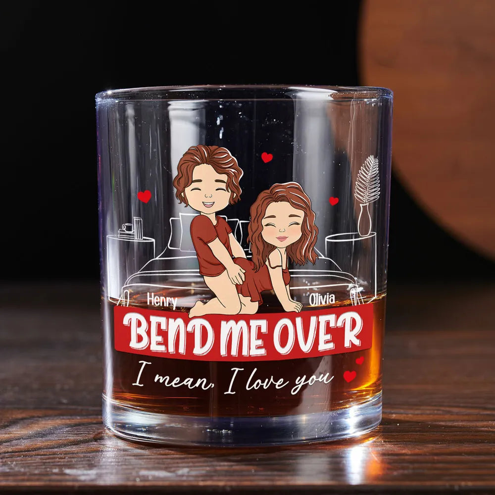 Personalized Couples Whiskey Glass Romantic Design - Anniversary Gift Cup MagicInPrints