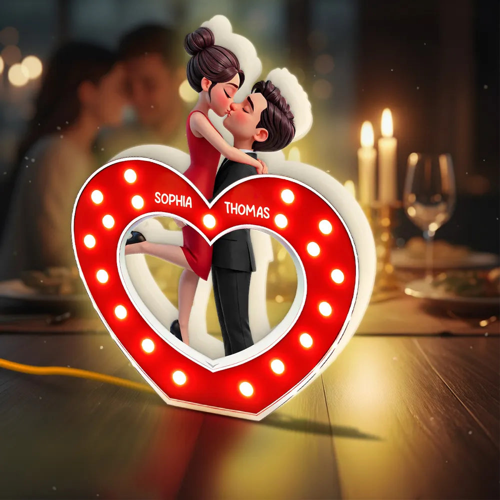Personalized Heart-Shaped LED Lamp for Couples - Romantic Gift Plaque MagicInPrints