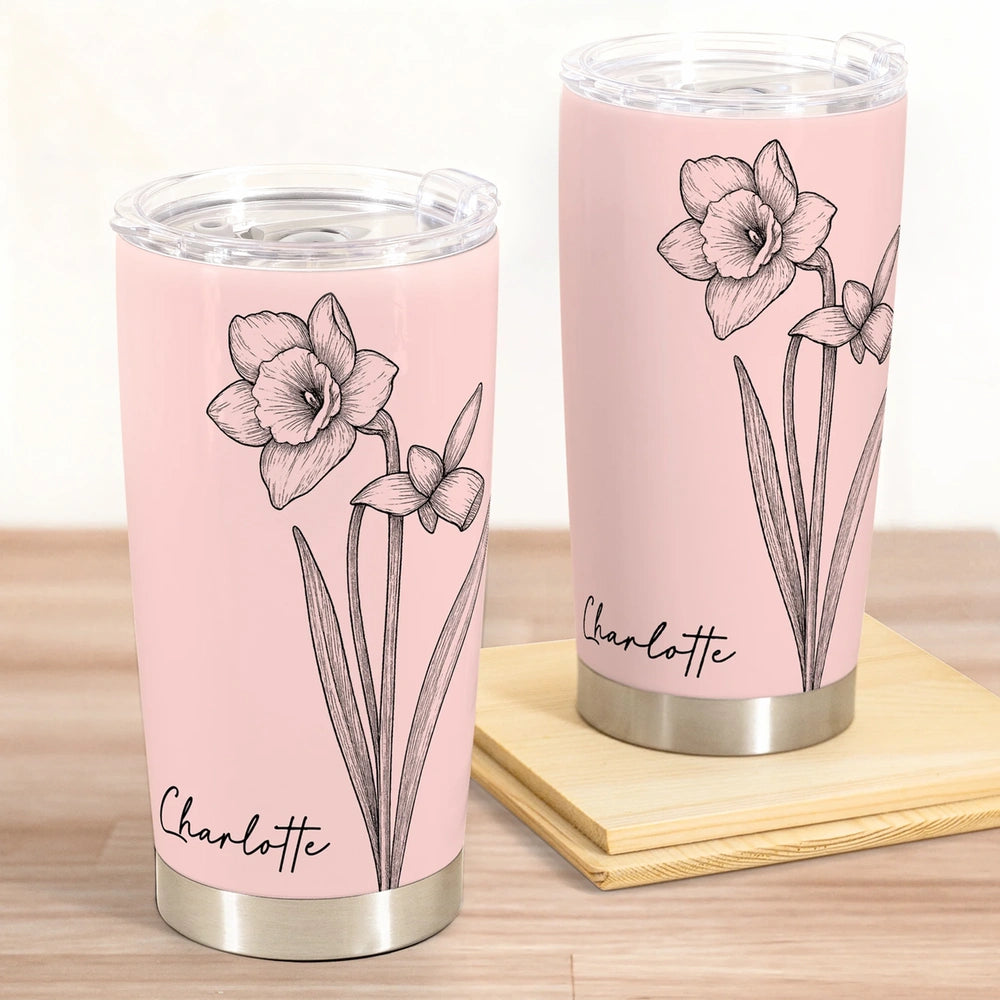 Personalized Floral Insulated Tumblers for Women - Custom Name Drinkware Cup MagicInPrints