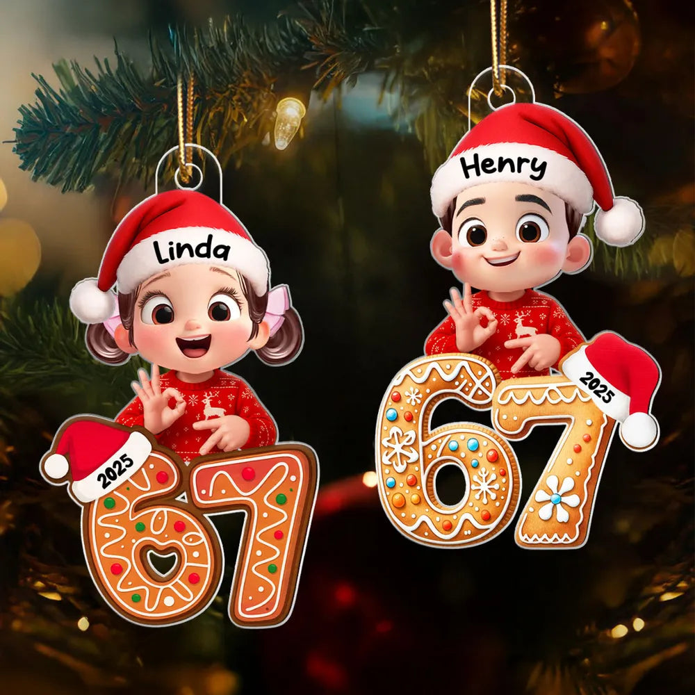 Personalized Christmas Ornaments for Kids - Cute Gingerbread Design 2025 Ornament MagicInPrints