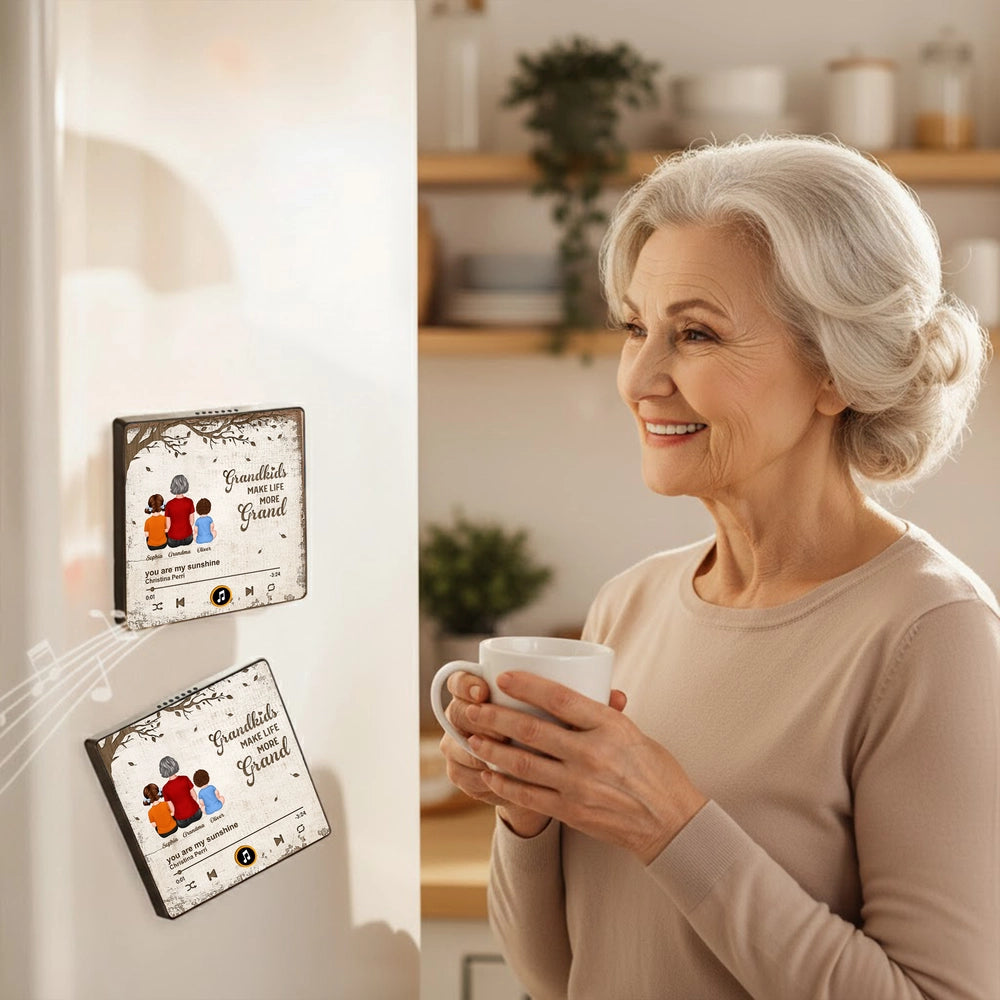 Personalized Music Plaque for Grandma with Grandkids Illustration - Sentimental Gift Fridge Magnet MagicInPrints