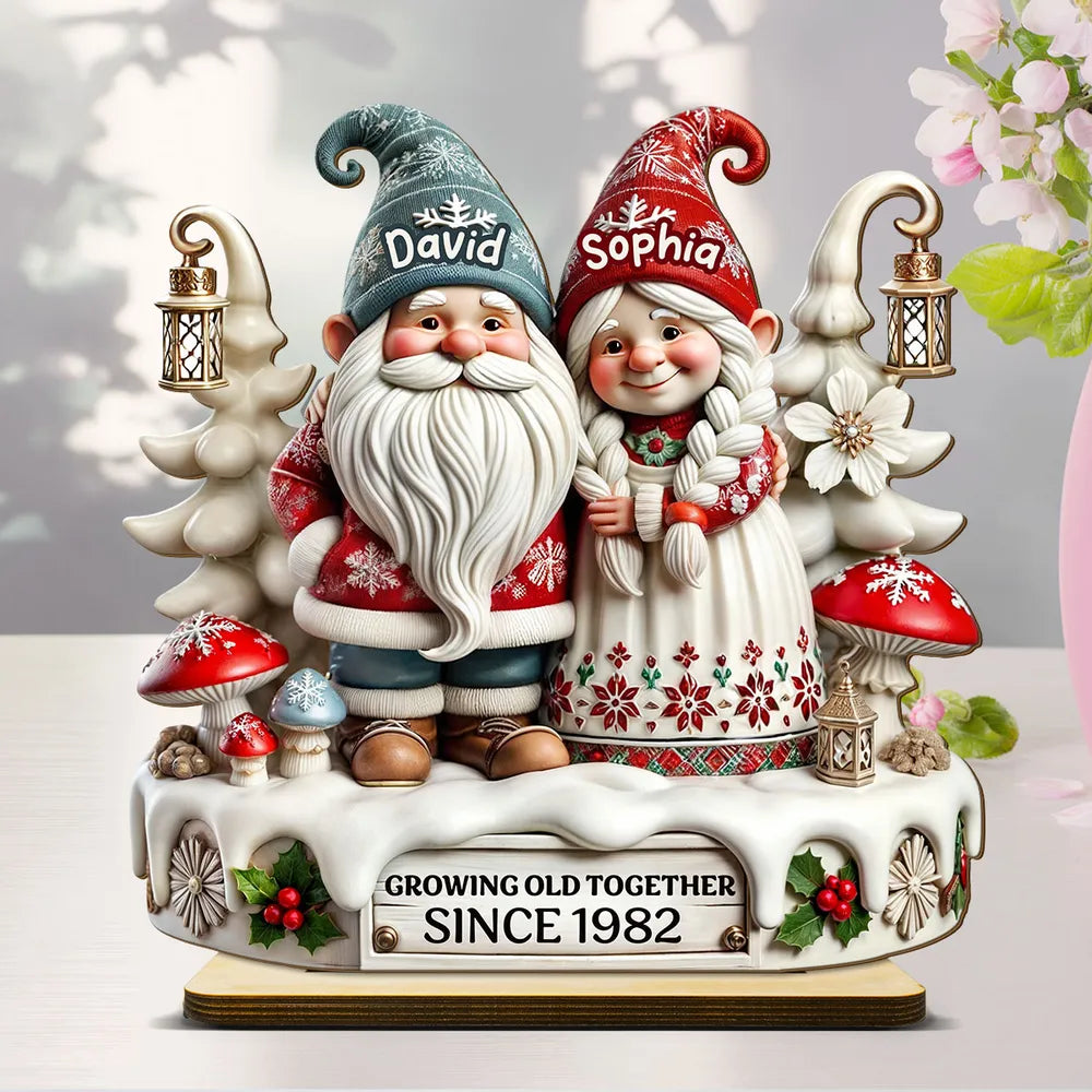 Personalized Gnome Couple Figurine for Couples - Anniversary Gift Plaque MagicInPrints