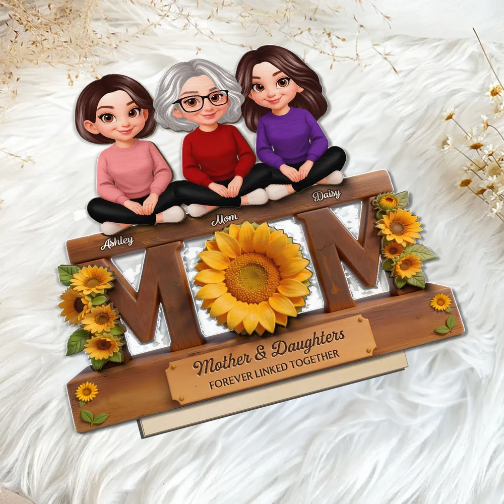 Personalized Mother & Daughters Wooden Plaque with Sunflower Design - Sentimental Gift for Mom Plaque MagicInPrints