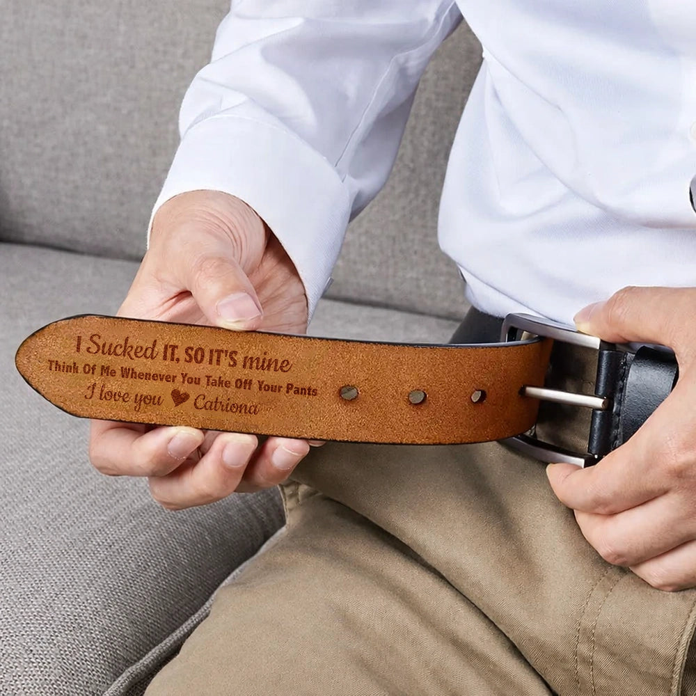 Personalized Leather Belt for Men with Engraved Message - Romantic Gift Belt MagicInPrints