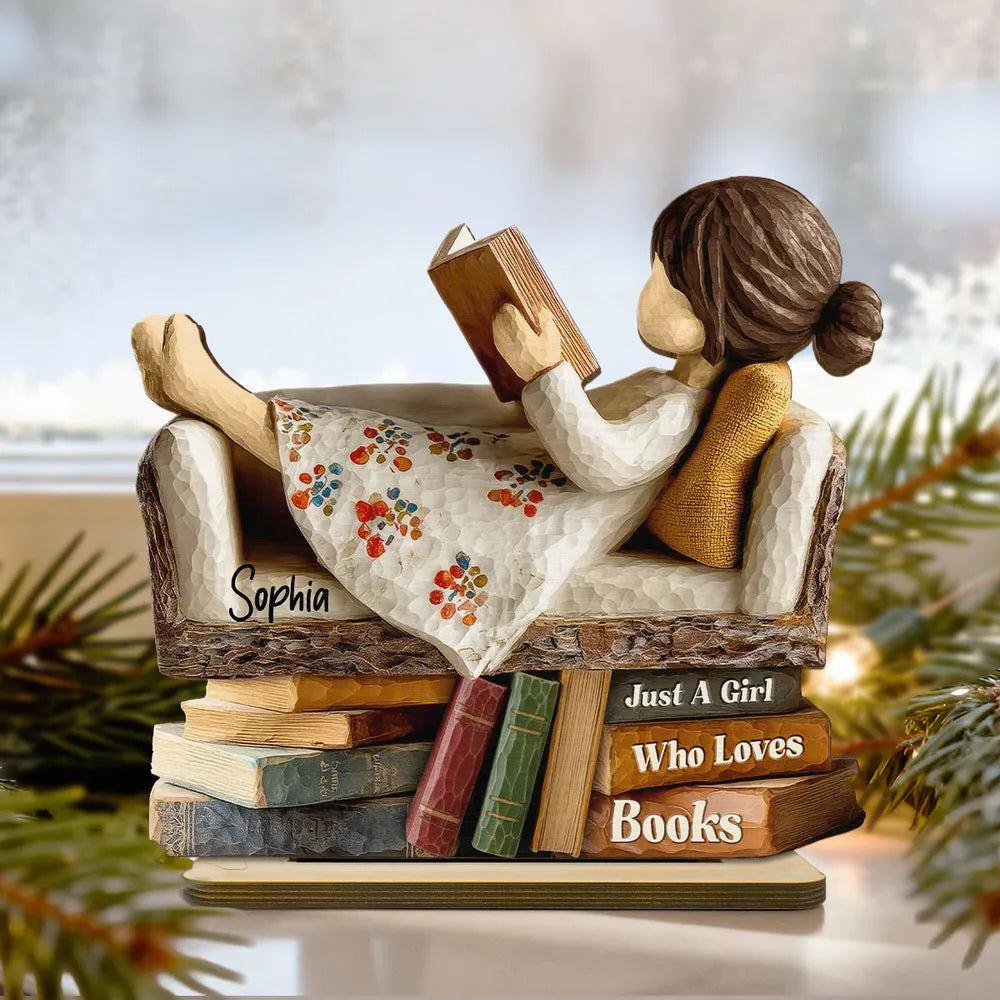 Personalized Book Lover Figurine for Girls - Reading Enthusiast Gift Plaque MagicInPrints