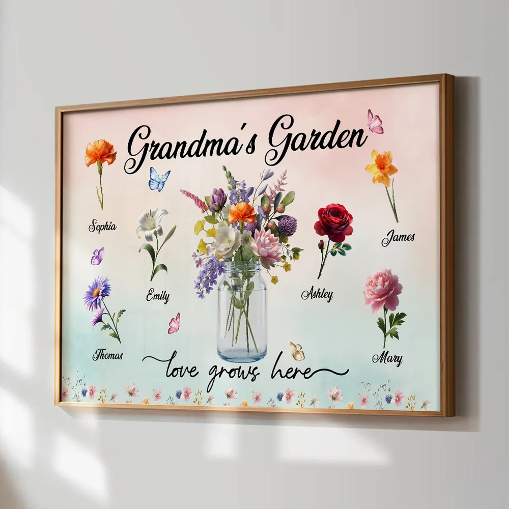 Personalized Floral Canvas Art for Grandma - Custom Family Names Poster or Canvas MagicInPrints