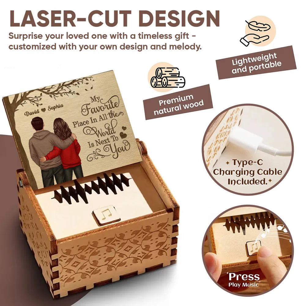 Personalized Wooden Music Box for Couples with Custom Message - Romantic Gift Plaque MagicInPrints