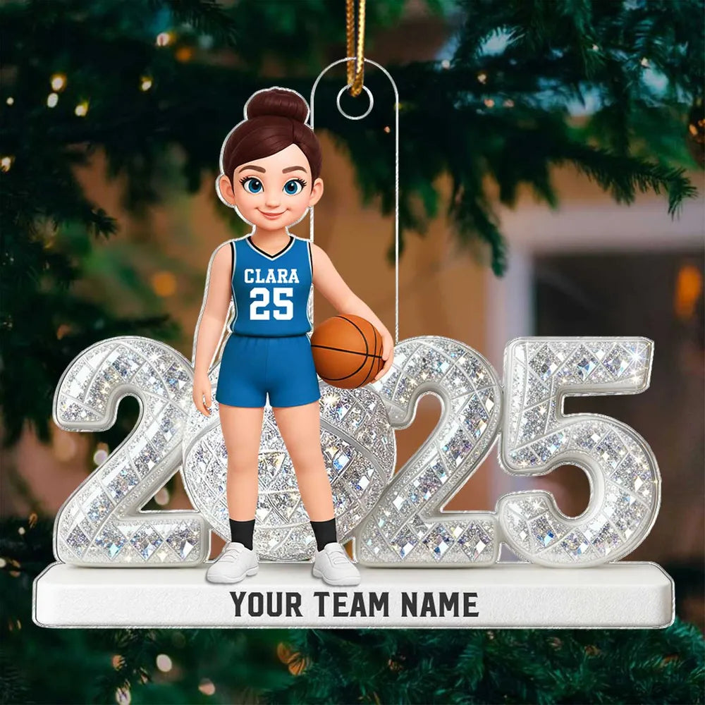 Personalized Basketball Player Ornament for Kids - 2025 Holiday Gift Ornament MagicInPrints
