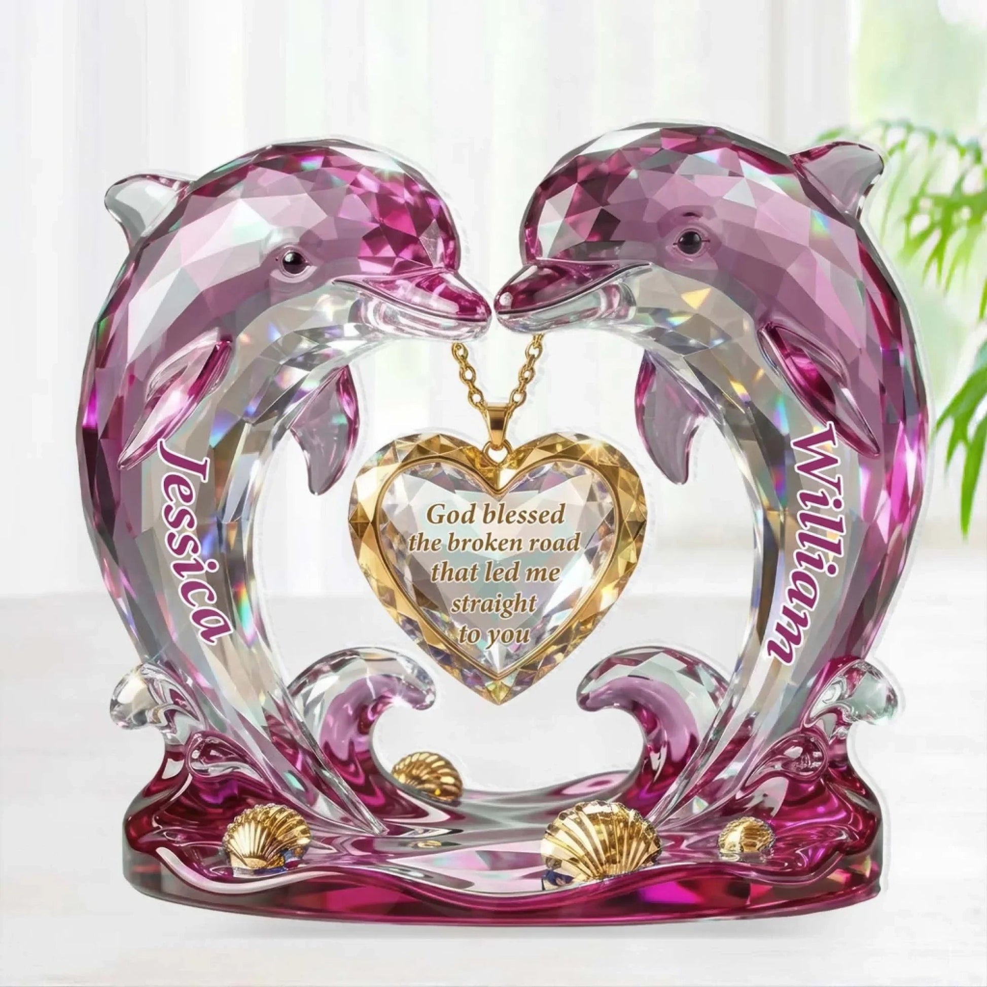 Personalized Crystal Dolphin Couple Sculpture for Couples - Romantic Gift Plaque MagicInPrints