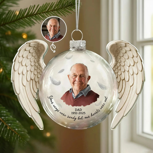 Personalized Memorial Ornament for Dad with Angel Wings - Remembrance Keepsake Ornament MagicInPrints