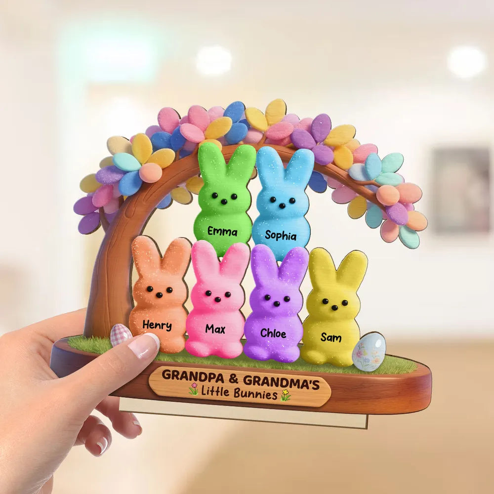 Personalized Family Bunny Figurines for Grandparents - Easter Gift Decor Plaque MagicInPrints
