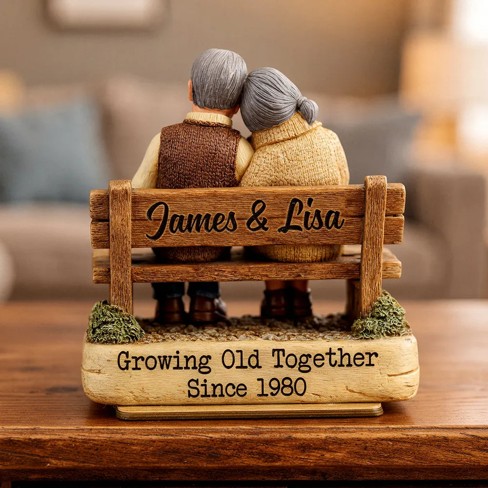 Personalized Elderly Couple Figurine - Growing Old Together Keepsake Gift Plaque MagicInPrints