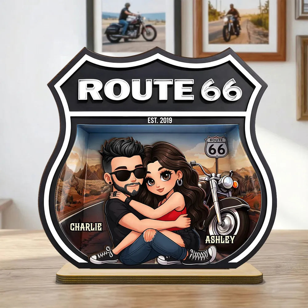 Personalized Route 66 Motorcycle Couple Sign for Bikers - Anniversary Gift Plaque MagicInPrints