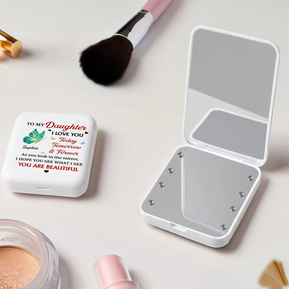 Personalized Compact Mirror for Daughter - Sentimental Gift with Loving Message Beauty Tools MagicInPrints