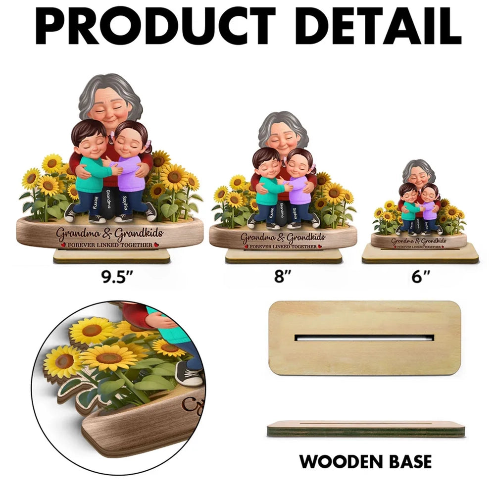 Personalized Grandma and Grandkids Wooden Sculpture - Sentimental Gift for Family Plaque MagicInPrints