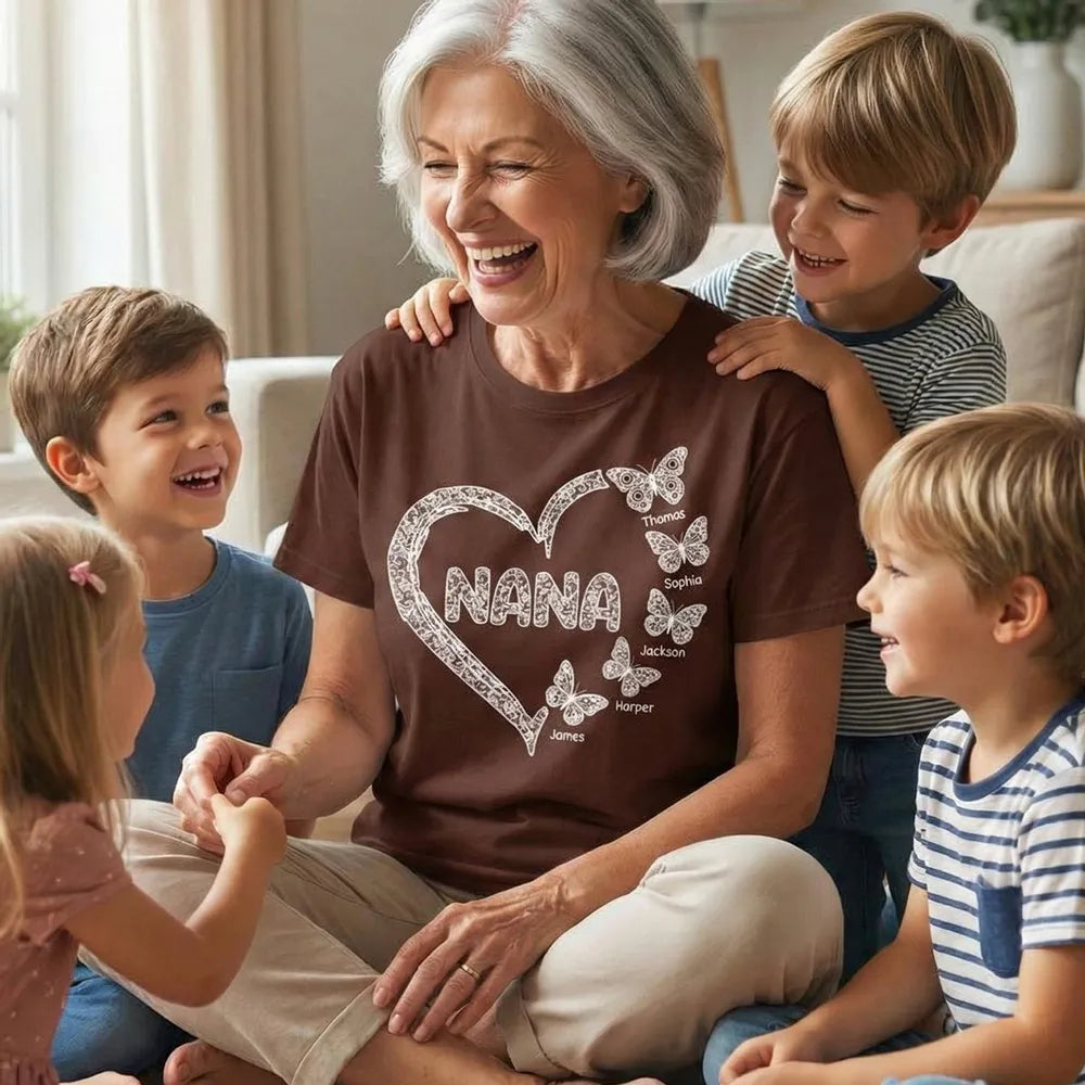 Personalized Nana T-Shirt for Grandparents with Butterfly Design - Family Gift Cloth MagicInPrints
