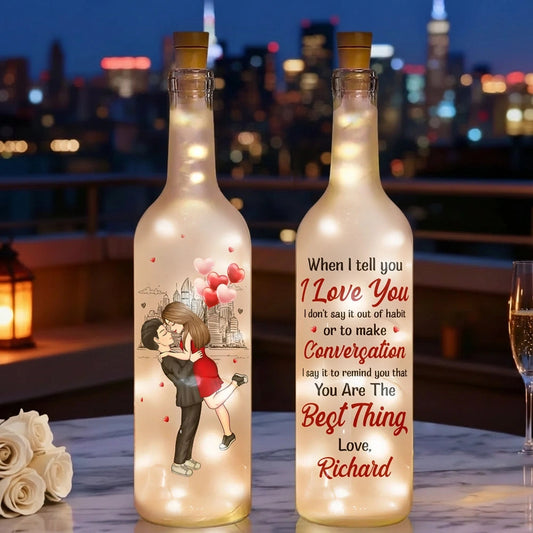 Personalized LED Wine Bottle Lamp for Couples with Romantic Message - Anniversary Gift Lamp MagicInPrints