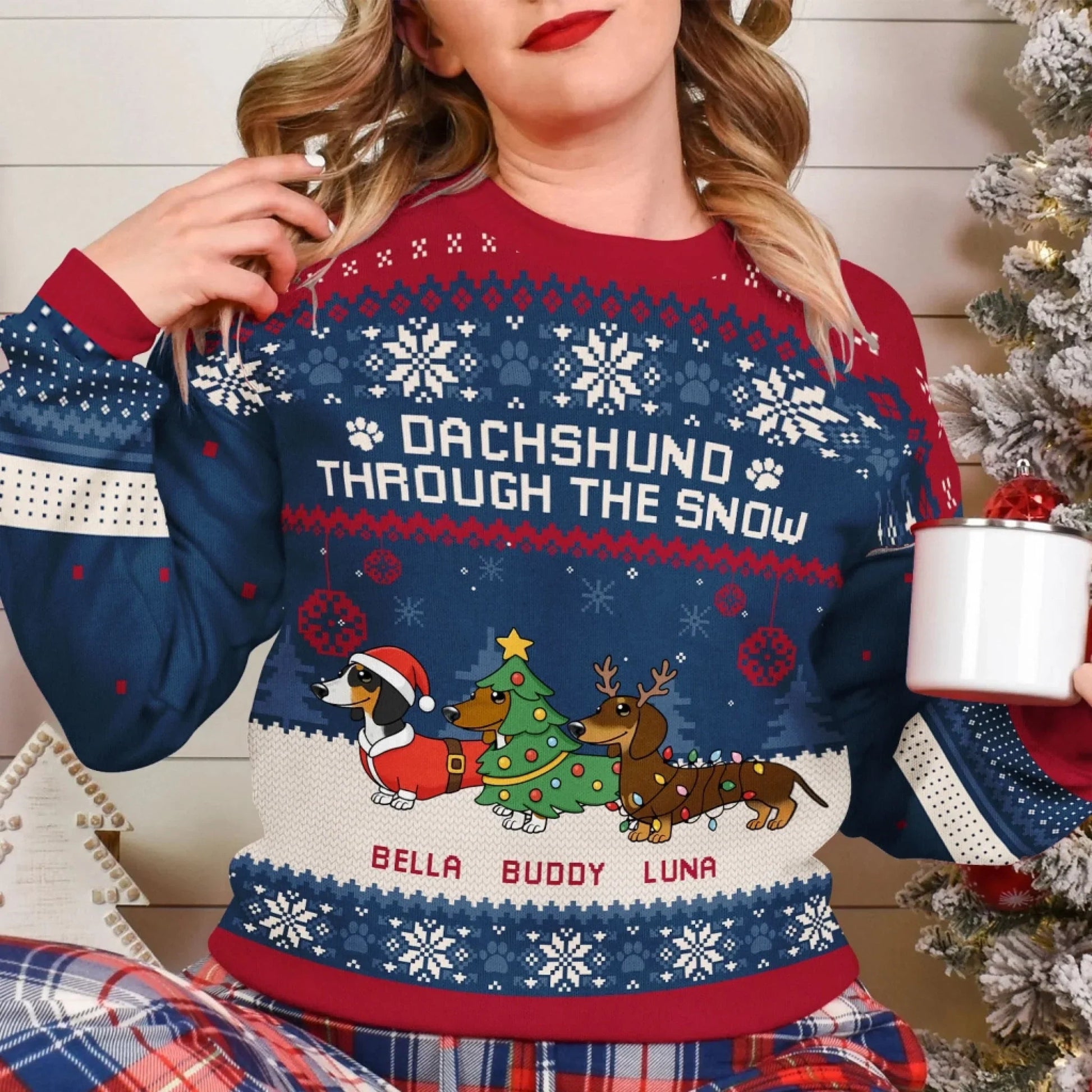 Personalized Dachshund Christmas Sweater for Dog Lovers - Festive Holiday Apparel Cloth MagicInPrints