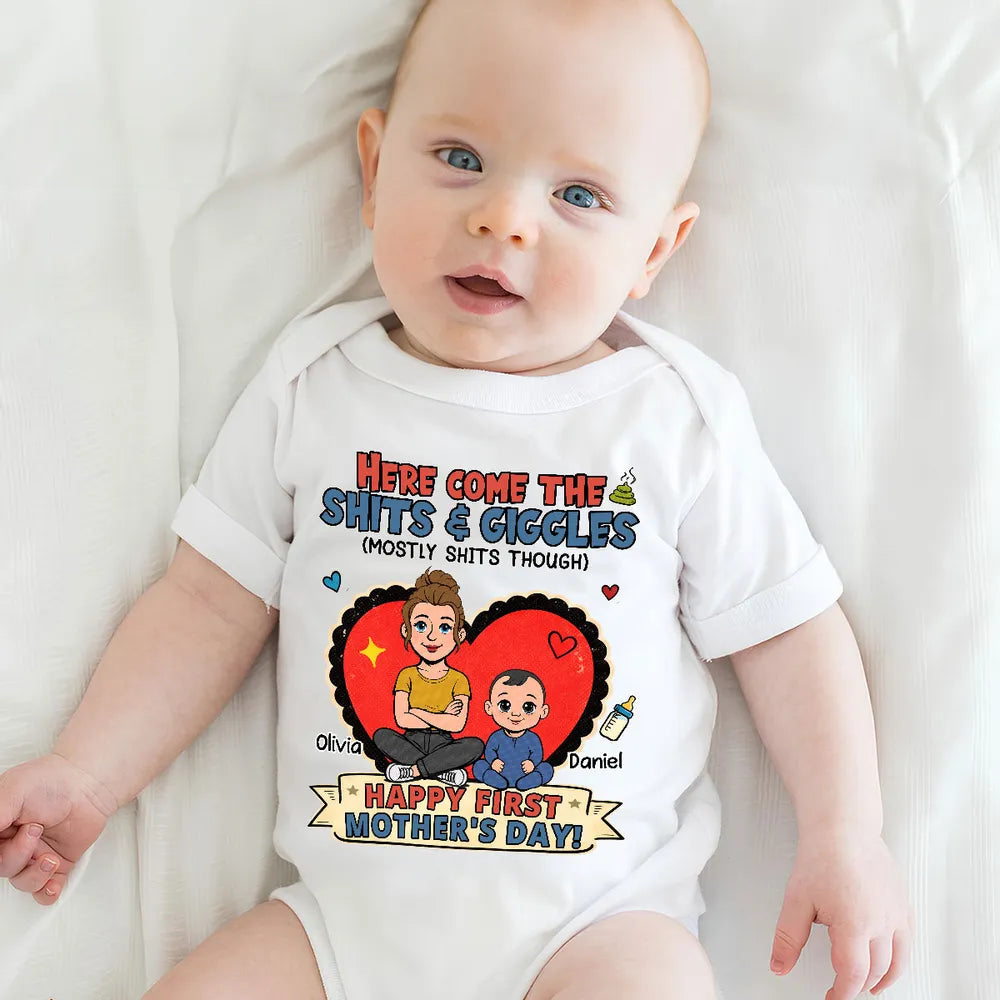 Personalized Baby Onesie for Mom and Baby - Funny First Mother's Day Gift Cloth MagicInPrints