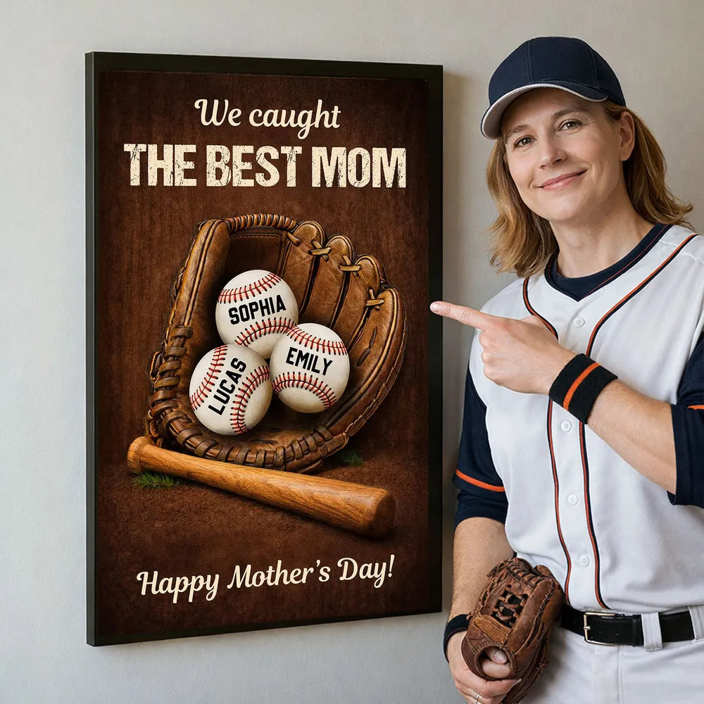 Personalized Baseball Mom Poster for Mother's Day - Custom Names Gift Poster or Canvas MagicInPrints