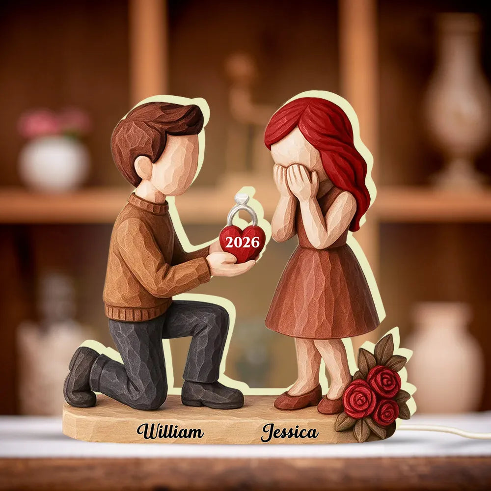 Personalized Wooden Couple Figurine - Engagement Gift for Couples Plaque MagicInPrints