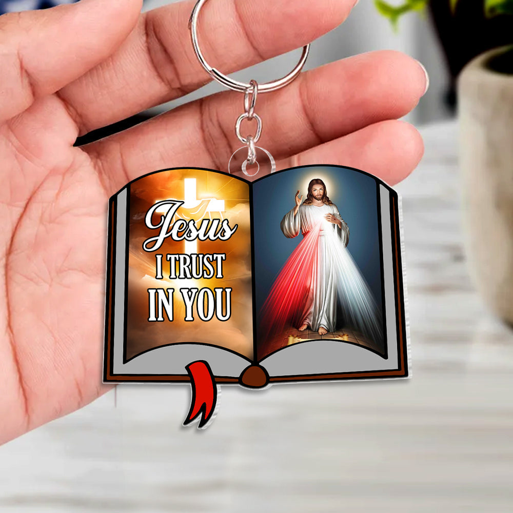 Personalized Jesus Keychain - I Trust In You Keychains PopCulturePrints