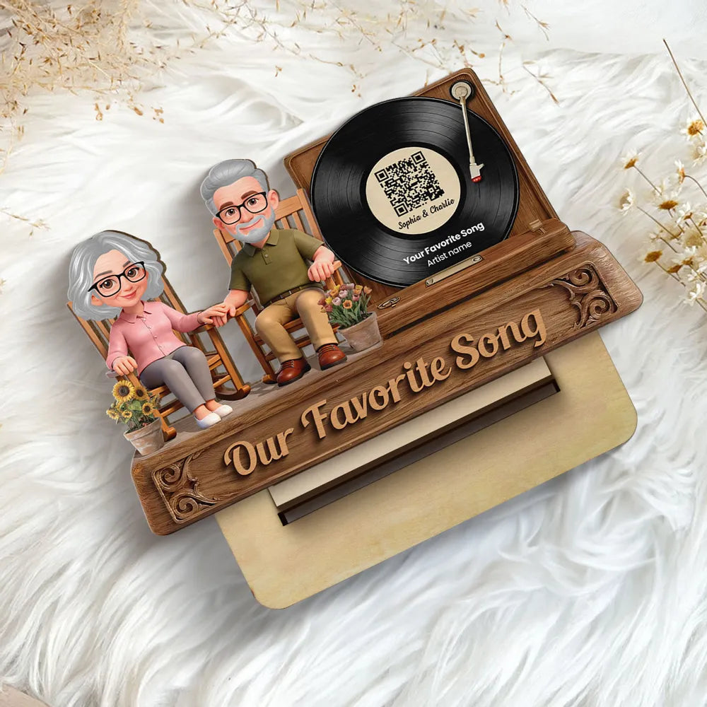 Custom Couple Figurine with Vinyl Record - Anniversary Gift Plaque MagicInPrints