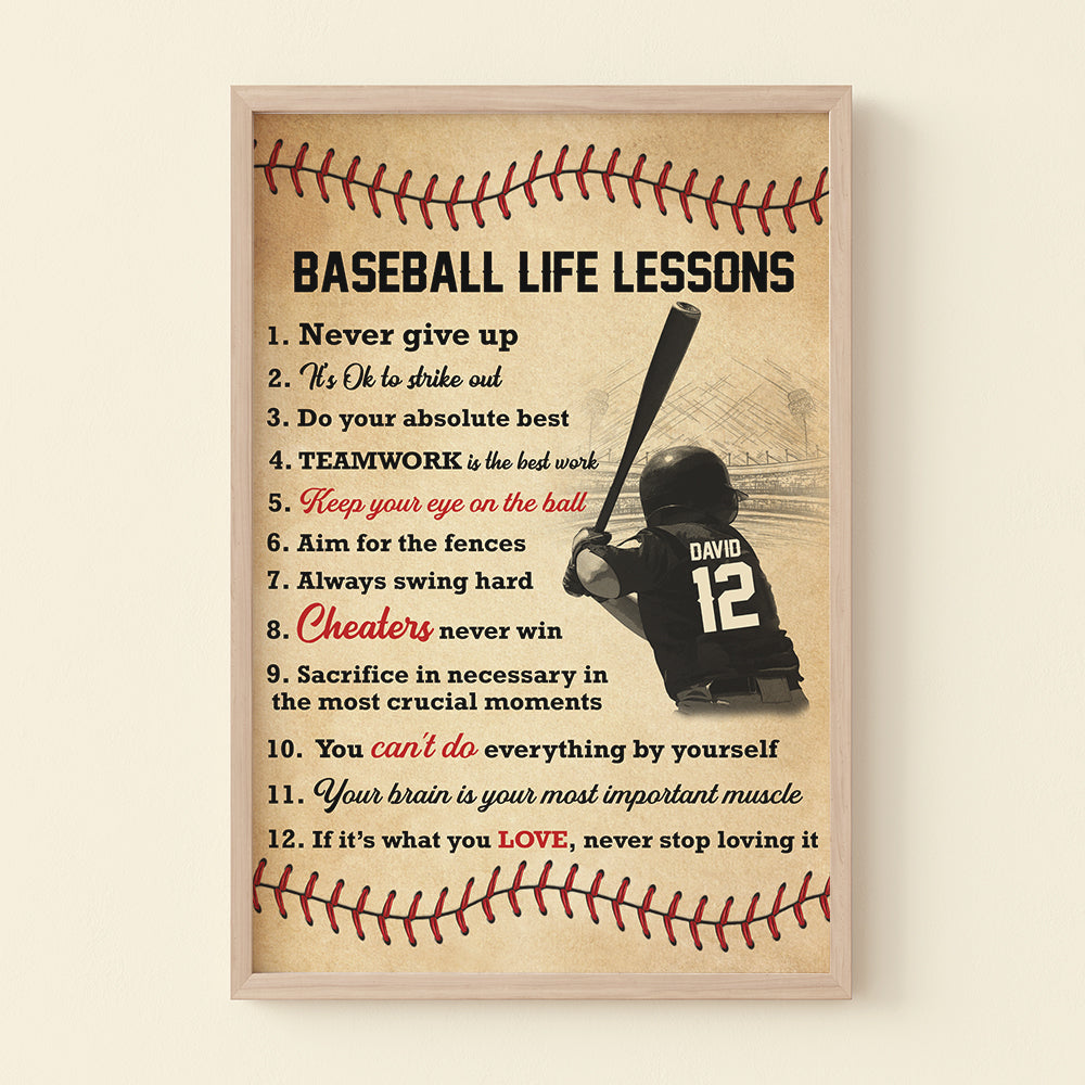 Personalized Baseball Life Lessons Canvas Print – Perfect Gift for Baseball Lovers Poster & Canvas PopCulturePrints