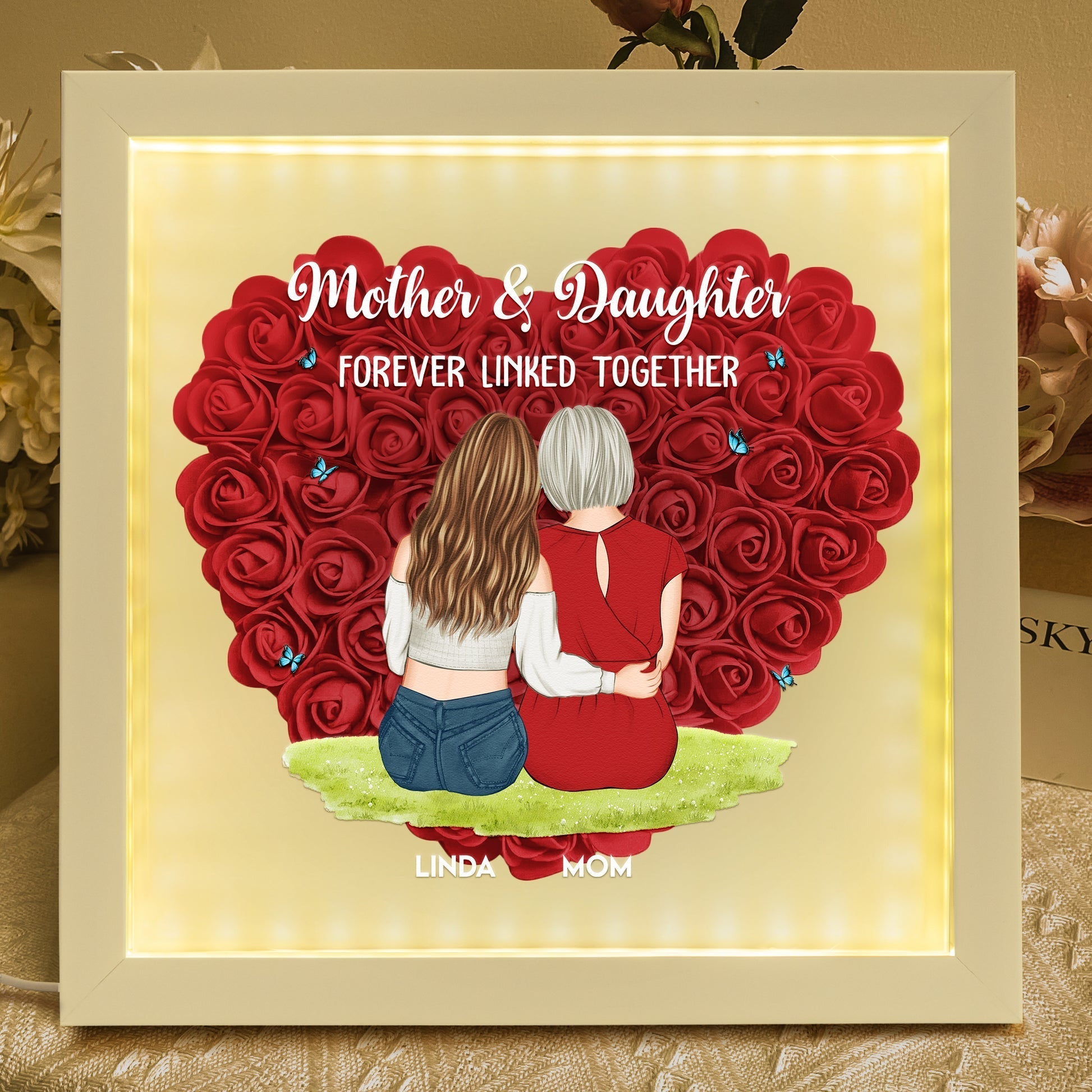 Personalized Mother and Daughter LED Light Box - Sentimental Gift for Home Decor Plaque MagicInPrints